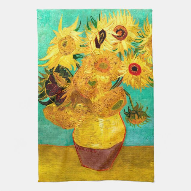Solblommor (F455) Van Gogh Fine Art Kökshandduk (Vertikal)
