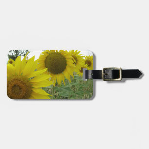 Solblommor fält resggage Tag med läderband Bagagebricka