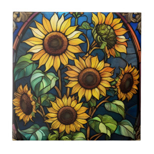 Solblommor, färgat glas Inspo Sun Flower Kakelplatta