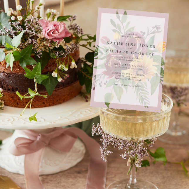 Solblommor fet Blommigt Rosa Bröllop Inbjudningar (Skapare uppladdad)