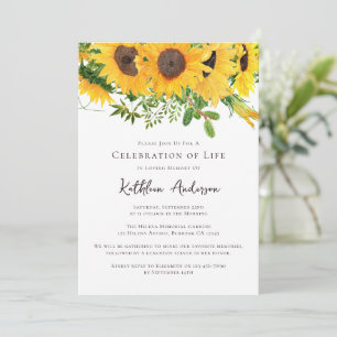 Solblommor Firande i Life Funeral Memorial Inbjudningar