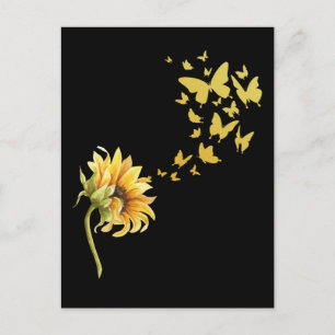 Solblommor fjärilar Positivitet Fjäril Vykort