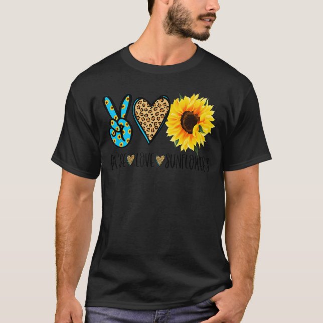 Solblommor Florist Hippie Peace Kärlek och Sunflow T Shirt (Framsida)