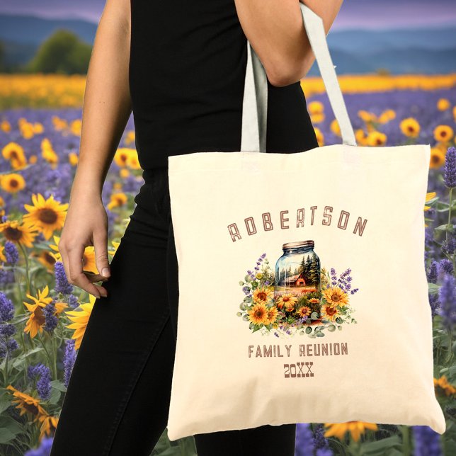 Solblommor Forest Family Reunion Tote Bag Tygkasse (Sunflowers Forest Family Reunion Tote Bag)