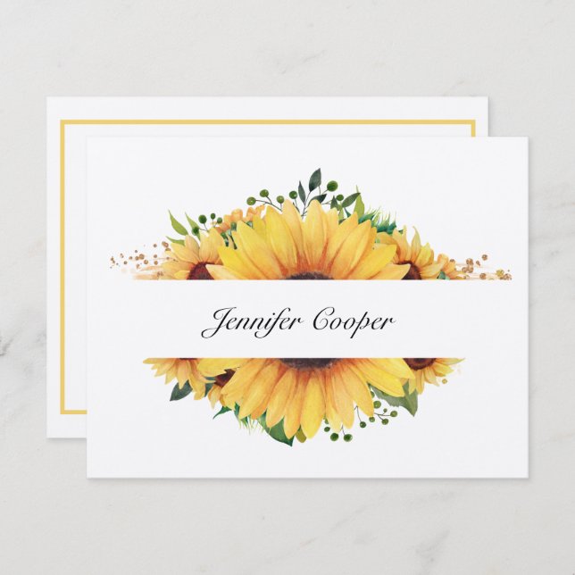 Solblommor från ditt skrivbord ett personligt ante anteckningskort (Fram/baksida)