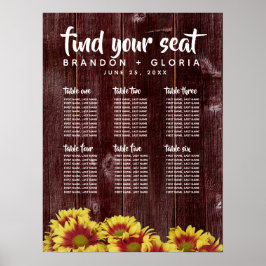Solblommor från hösten på Rustic Wooden Fence Bröl Poster