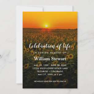 Solblommor Funeral   Sunset Firande of Life Inbjudningar