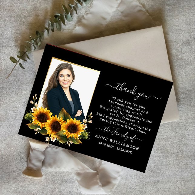Solblommor Funeral Tack You Card (Skapare uppladdad)
