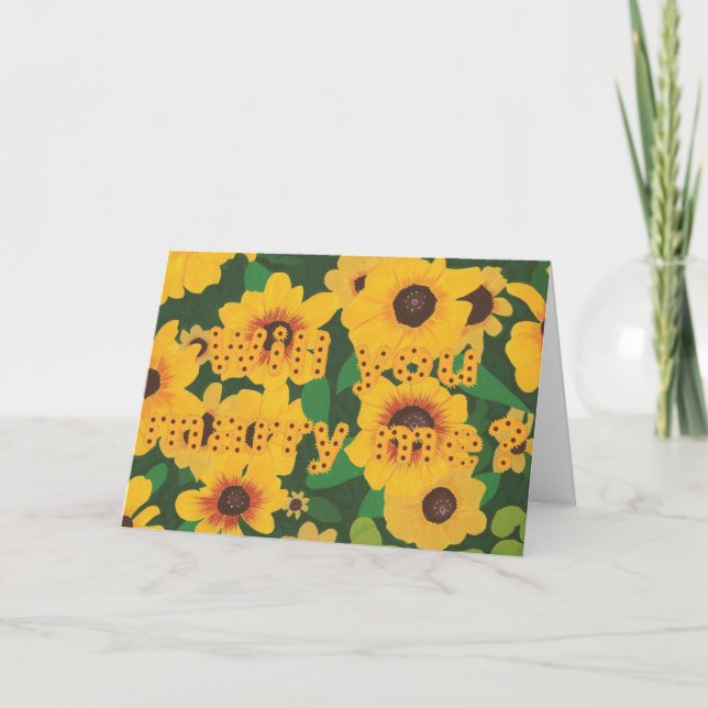 Solblommor Giftermål Frieri kort (Framsida)