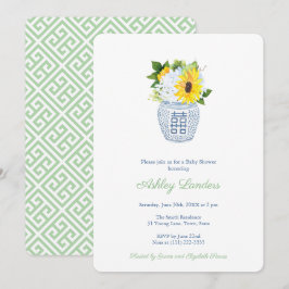 Solblommor Ginger Burk Gender Neutral Baby Shower Inbjudningar