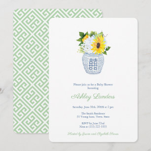 Solblommor Ginger Burk Gender Neutral Baby Shower Inbjudningar