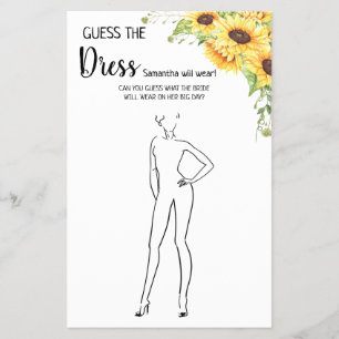 Solblommor gissar att Dress Möhippa Game Card Flygblad