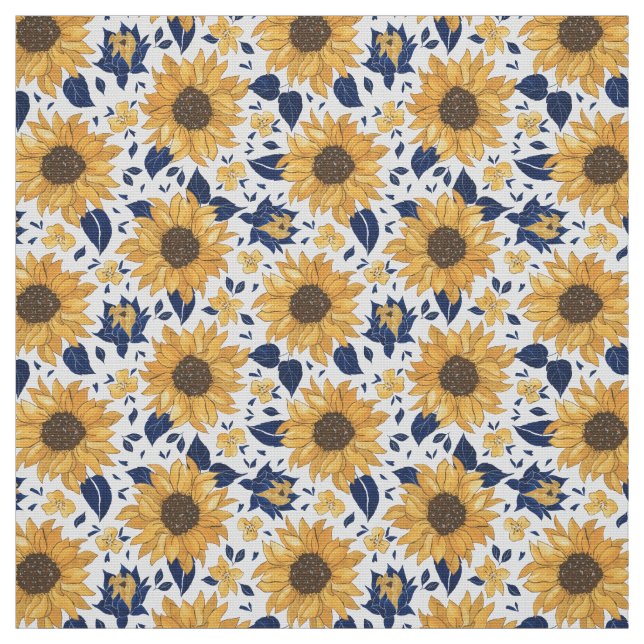Solblommor Grönt tropiska djungelavtryck handflata Tyg (Provkarta)