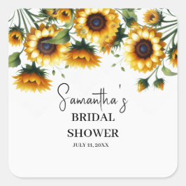 Solblommor Gula Blommor Rustik Bröllopsfest Fyrkantigt Klistermärke