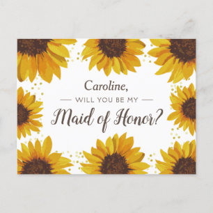 Solblommor Guld Dots blir du min Maid of honor Inbjudan Vykort