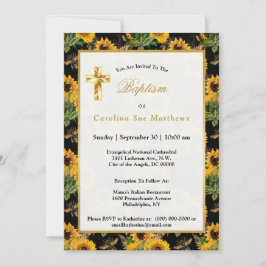 Solblommor Gult Black Bees Bouquet Baptism Inbjudningar