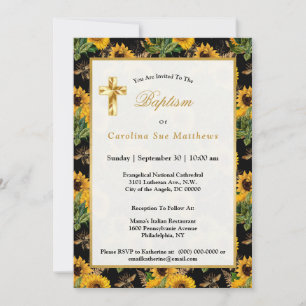 Solblommor Gult Black Bees Bouquet Baptism Inbjudningar