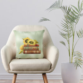 Solblommor Gult Bokar Watercolor Kudde