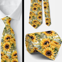 Solblommor Gult och vit Blommigt Neck Tie