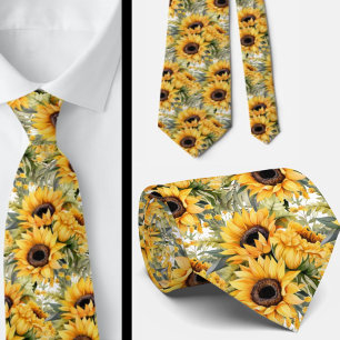 Solblommor Gult och vit Blommigt Neck Tie Slips