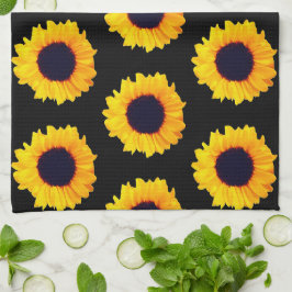 Solblommor Gult Orange Black Kitchen Towers Kökshandduk