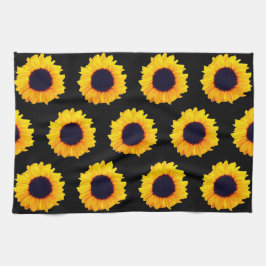 Solblommor Gult Orange Black Kitchen Towers Kökshandduk