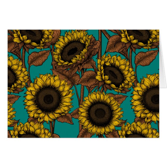 Solblommor Hälsningskort (Framsidan Horizontal)