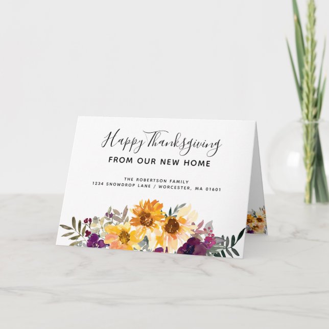 Solblommor Happy thanksgiving från nytt hemkort Helgkort (Framsida)