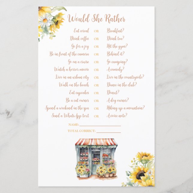 Solblommor hon är borta från marknaden, skulle hon (Framsida)