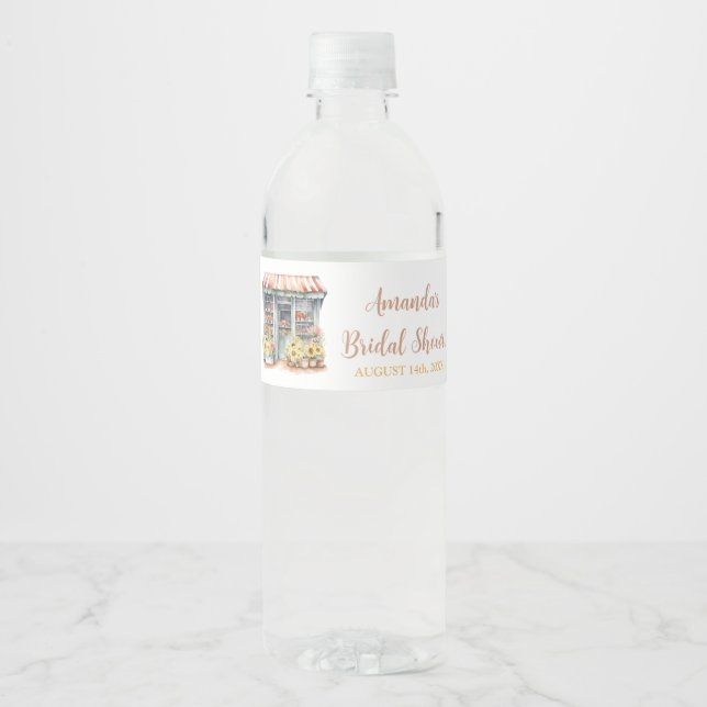 Solblommor hon är utanför Möhippan Vattenflaska Etikett (Framsida)