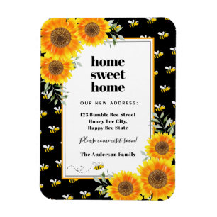 Solblommor humla nya flyttor i hemmet magnet