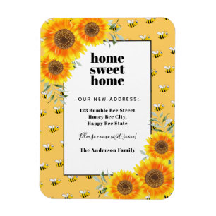 Solblommor humla nya flyttor i hemmet magnet