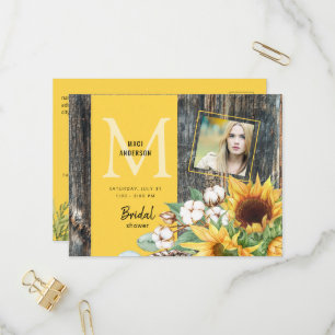 Solblommor i Bloom Rustic Photo Möhippa Inbjudan Vykort