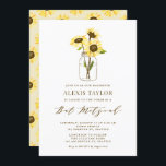 Solblommor i den Bat mitzvah inbjudan till Mason B<br><div class="desc">Gult Bat mitzvah inbjudan med solblommor i en mason burk med fjärilar. Den här blommigtens Bat mitzvah inbjudan är fullständigt anpassade.</div>