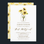 Solblommor i den Bat mitzvah inbjudan till Mason B<br><div class="desc">Gult Bat mitzvah inbjudan med solblommor i en mason burk med fjärilar. Den här blommigtens Bat mitzvah inbjudan är fullständigt anpassade.</div>