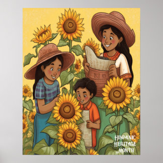 Solblommor i familjen Mamma Boy i Hispanic Poster
