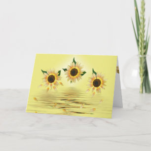 Solblommor i gult med vatten kort