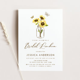 Solblommor i Mason Burk Rustic Möhippa Luncheon Inbjudningar