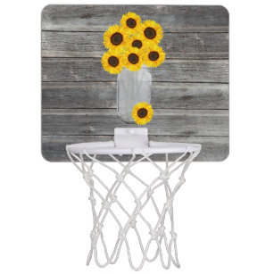 Solblommor i Mason Burk Weasted Wood Background Mini-Basketkorg