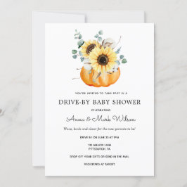 Solblommor i Pumpkins Autumn Drive by Baby Shower Inbjudningar