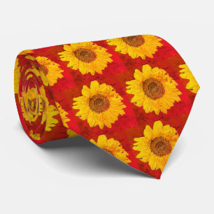 Solblommor i rött grunge slips