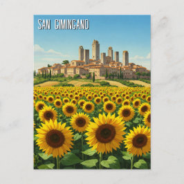 Solblommor i San Gimingano Italien Travel Vykort