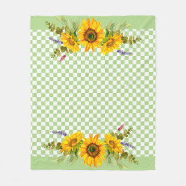 Solblommor i schacerboard fleecefilt