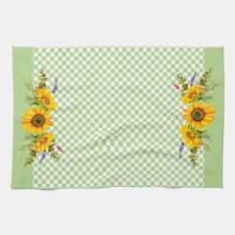 Solblommor i schacerboard kökshandduk