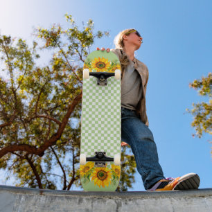 Solblommor i schacerboard mini skateboard bräda 18,5 cm