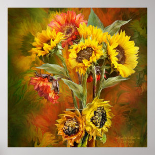 Solblommor i solros Vas - Sq_Art-Poster/skriv ut Poster