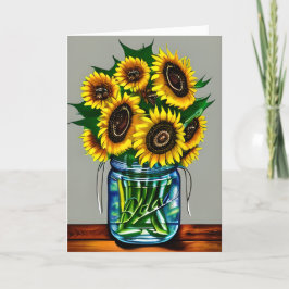 Solblommor i Vas Art Best Friends födelsedag Kort