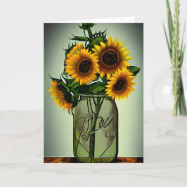 Solblommor i Vas Art Birthday Kort