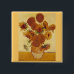 Solblommor i Vas (F454) Van Gogh Fine Art Knapp<br><div class="desc">Oil on canvas,  1888,  1888. Vintagen återger söt coola färglös,  vacker,  konstnärlig,  unik elegant av det moderna mode-dekorfärgets Post impressionism-blommigt fortfarande bra konsmålning.</div>