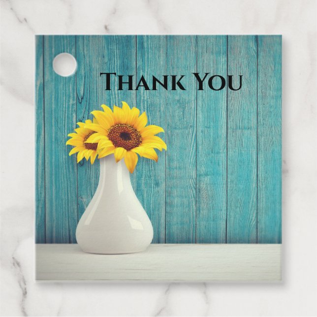 Solblommor i vas gåvor etiketter (Framsida)